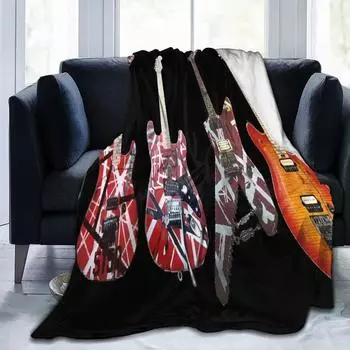 Van Halen Eruption Evh Guitars Black Throw Blanket Modern Warm Camping Multi Style 30x40in