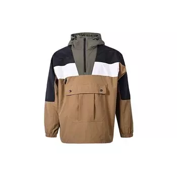 Vans Half Zip Pullover Hooded Patchwork Casual Woven Jacket Men jackets Beige VN0A54IVDZ9 M