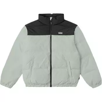 Vans Мягкий и удобный пуховик с цветным блоком и воротником-стойкой, унисекс, верхняя одежда, серо-зеленый VN000P30ZRT S