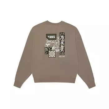 Vans Осень-зима 22 Однотонный свитер с круглым вырезом и буквенным узором, толстовка с длинными рукавами, унисекс, светло-коричневая VN0A7TRNYEH S