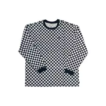 Футболка Vans Ss23 с круглым вырезом и длинным рукавом, с принтом в шахматную доску, мужские топы, черная VN0A7YJVYC1 M
