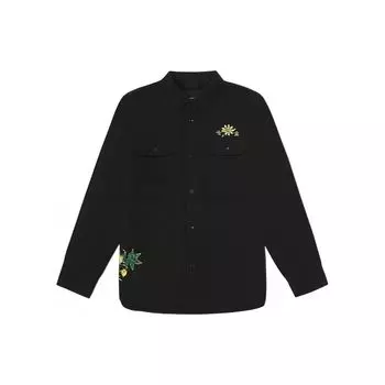 Vans Удобная повседневная рубашка с длинным рукавом Greener Grounds с цветочной вышивкой на пуговицах, мужские рубашки черного цвета VN00006BBLK XS