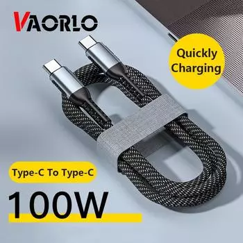 VAORLO 100 Вт кабель для быстрой зарядки Type-C к кабелю Type-C для Huawei Xiaomi быстрая зарядка 5A USB-C к USB-C кабель для передачи данных CC чёрный