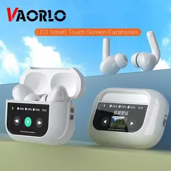 VAORLO A9PRO TWS Smart Bluetooth 5.3 Наушники Светодиодный сенсорный экран Эквалайзер Регулятор громкости HiFi Стерео ANC Наушники с шумоподавлением для всех смартфонов чёрный