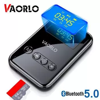 VAORLO беспроводной 4 в 1 приемник передатчик FM адаптер Bluetooth 5,0 передача TF карта играть светодиодный дисплей стерео музыка для наушников ТВ