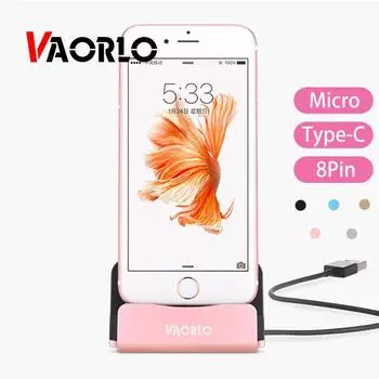 VAORLO для iphone X 8 7 6 зарядная база док-станция USB-кабель подставка для синхронизации зарядное устройство база для Xiaomi Android Type C Samsung подставка-держатель Micro чёрный