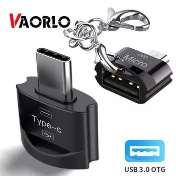 VAORLO OTG USB 3,0 к адаптеру типа C Micro USB Type-C конвертер «папа» к USB «мама» для Macbook Samsung Xiaomi USB-C разъем OTG Micro чёрный