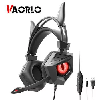 VAORLO USB проводные наушники для игр 9D HiFi Surround Audio с 3,5 мм AUX гарнитурой Super Bass наушники с микрофоном Cool RGB дышащий свет