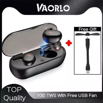 VAORLO С бесплатным подарком беспроводные наушники Y30 TWS HiFi Stereo Music с HD-микрофоном, гарнитура Super Bass, вкладыши для всех смартфонов белый