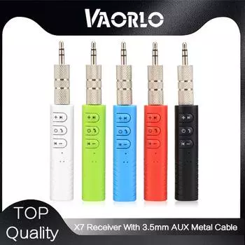 VAORLO X7 приемник Bluetooth аудио адаптер с 3,5 мм AUX металлический кабель для автомобильного комплекта динамик наушники Hands-Free звонки чёрный