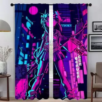 Vaporwave Cybernetic Art Тюль для спальни, противомоскитные шторы для камеры, занавески для домашнего интерьера, 2 шт., перегородка W60xH90cmx2pcs-CL