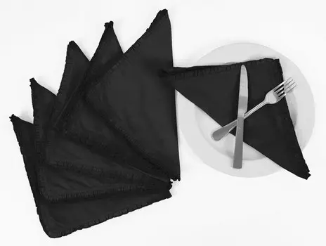 Vargottam Black Home Decor Вечеринки Обеденный стол Белье Многоразовые салфетки Set-Pack Of Pack Of 6 чёрный