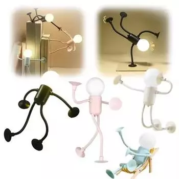Variable shape fun athlete nightlight, DIY shaped nightlight suction cup can be bent for bedroom bathroom Christmas decoration синий