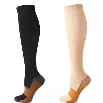 Varicose Copper Compression Socks Women Men Anti Fatigue Pain Relief Graduated Unisex Compression Stockings Knee High 15-20 MmHg S-M