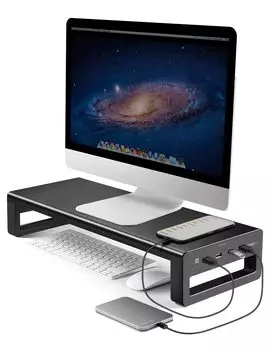 VAYDEER Подставка для монитора USB-подставка для ПК-монитора Подставка для компьютера Настольная подставка для высокоскоростной передачи данных Клавиатура для хранения принтера Подставка чёрный