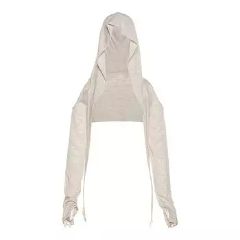 VAYLA Long Sleeve Hooded T-shirts Off Shoulder Sexy Harajuku Tshirts Women Y2k Aesthetic Grunge Streetwear Crop Top Thin Cardigan S абрикосовый