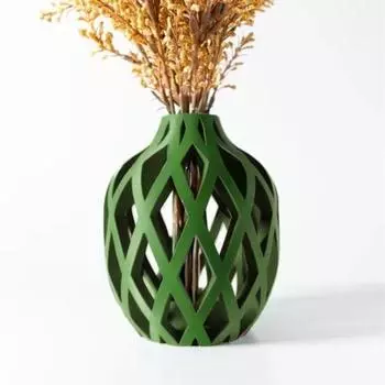 Ваза «Устрица» - Элегантный 3D-печатный декор из экологичного PLA, Идеально подходит для современных интерьеров (Желтый зеленый)