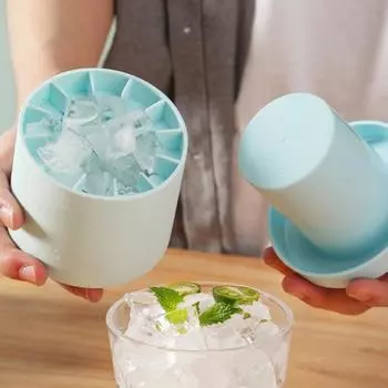 Ведро для льда, форма для чашки, лоток для кубиков льда, пищевой быстрозамораживающий силиконовый льдогенератор синий