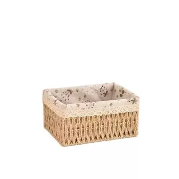 Vegetable Fruit Rattan Storage Baskets Imitation Rattan Desktop Sundries Organizer S-D-without Lid
