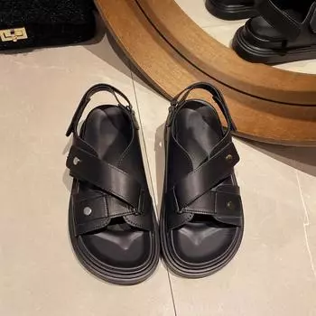 Velcro platform open-toed sandals women s summer new fashion versatile casual soft-soled beach Roman shoes 35