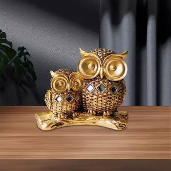 Величественная скульптура совы для домашнего декора - элегантное украшение стола золотой