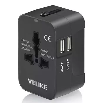 VELIKE Overseas Conversion Plug Outlet Overseas Power Plug Multi Conversion Plug 2 USB Ports Совместимый преобразователь Worldwide Overseas Travel Charger