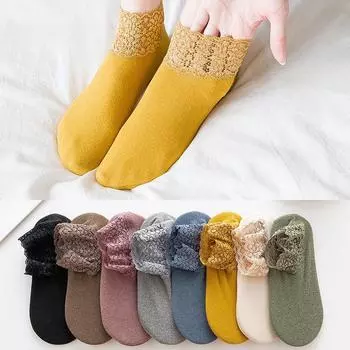 Velvet Floor Socks Lace Women s Silicone Non-slip Mid-tube Autumn and Winter Super Soft and Thick German Velvet Warm Loose Socks