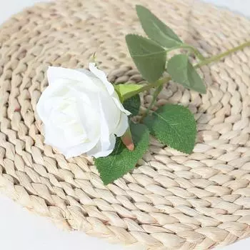 Velvet Single Strand Rose Simulation Flower Table Decor And Occasions Special White Satin