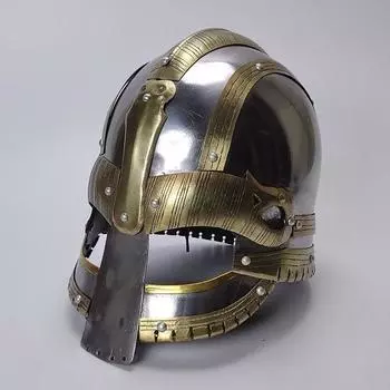 Vendal Mendulsaa sca larp, Шлем викинга, Средневековые доспехи рыцаря-тамплиера-крестоносца, Шлем воина-лерпа викинга, Стальной латунный шлем
