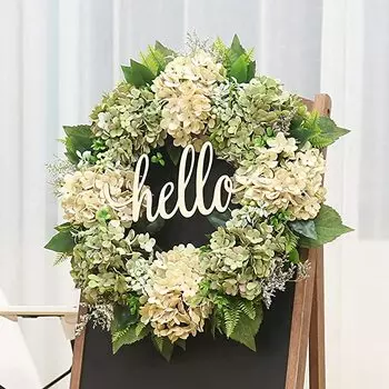 Венок ручной работы Hello Wreath, венок на входную дверь, весенний венок, венок из зеленой гортензии, летний венок для дома, украшения для свадебной двери и вечеринки зелёный