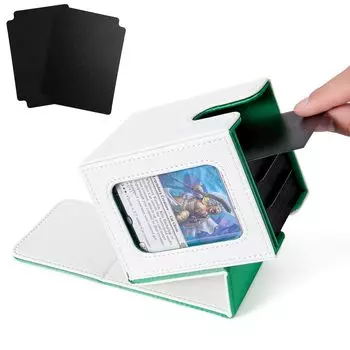 Venssu Deck Case Чехол для коллекционных карточек с окном для карточек, 100 штук, совместимый с двойными и тройными рукавами, вертикальный чехол с 2 разделителями и 1 верхним слоем