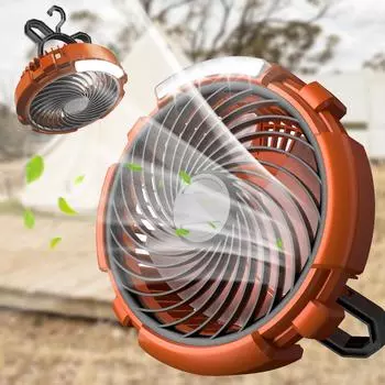 Вентилятор для кемпинга со светодиодным фонарем, 3 скорости, вращение на 180°, портативный настольный вентилятор с крючком для подвешивания, 5400 мАч, перезаряжаемый вентилятор для палатки на открытом воздухе Green