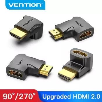 Vention HDMI-адаптер 90 270 градусов HDMI-переходник HDMI-мама 4K HDMI-разъем для HDTV PS4 Lptop TV BOX HDMI удлинитель Straight чёрный