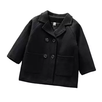 Верхняя одежда Baby Black [Misia Luxury] Пальто, Полиэстер, Мальчики, Мальчики, Дети, Дети, Зима, Верхняя одежда, Толстая, Теплая, Стильная, Модная, [20487-20516] чёрный