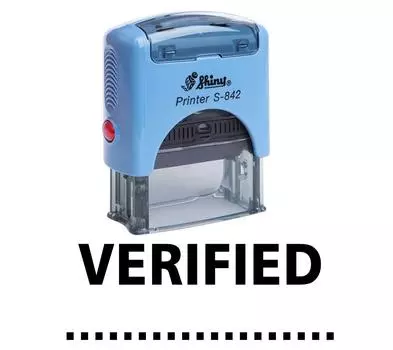 VERIFIED Self Inking Rubber Stamp Office Stationary Custom Shiny Stamp Impression Area 14 mm x 38 mm красный