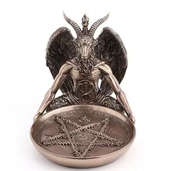 Veronese Design 5 3/4 Inch Tall Baphomet Altar Offering Tray Polystone Statue Bronze Finish