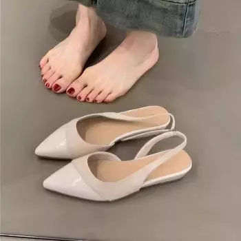 Versatile Baotou drag women s spring and summer new temperament pointed sandals commuting gentle wind 35 абрикосовый