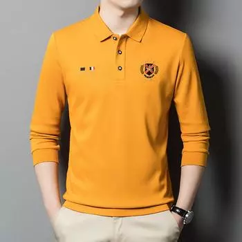 Versatile Casual Top Men s Spring New Fashion Korean Style Stitching Printing Casual Polo Shirt M белый