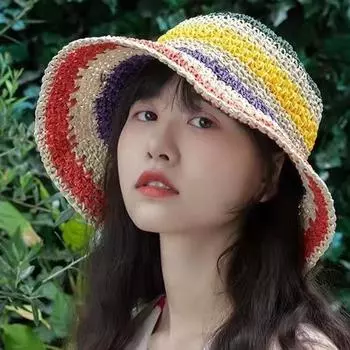 Versatile Crochet Straw Hat Women s Small Fresh Folding Sun Hat Beach Sunscreen Sun Hat M56-58cm хаки