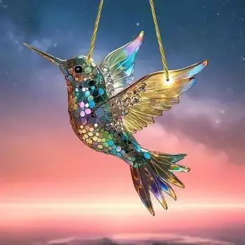Versatile Gorgeous Hummingbird Sun Catcher Acrylic Stained Glass Hanging Decor for All Seasons Home Garden Gift Wind Chimes