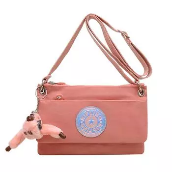 Versatile Nylon Shoulder Crossbody Bag With Plush Monkey Pendant Casual Simple Lightweight Messenger Phone Bags