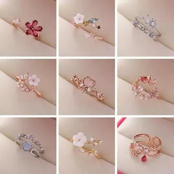 Versatile Open Ring Bracelet with Micro-Inlaid Sparkling Diamond and Crystal Zircon Flower One Size