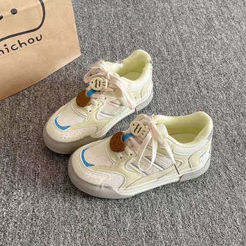 Versatile platform white shoes women s new spring and summer board shoes women s shoes mesh breathable casual shoes 35 жёлтый