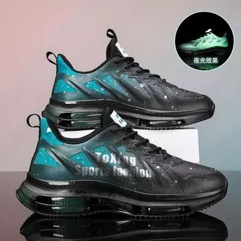 Versatile trend luminous running shoes men s new summer low-top breathable sports shoes lightweight thick-soled wear-resistant casual shoes 39