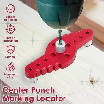 Vertical Pocket Hole Jig Woodworking Dowelling Jig 6/8/10mm Drilling Locator with Scriber Self Centering Drill Guide Kit