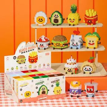 Веселые микрочастичные строительные блоки Happy Eat and Play Series Яркий авокадо ананас детские развивающие игрушки для сборки No box