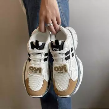 Весенние и осенние туфли на платформе Dad Shoes для женщин, новые нишевые дизайнерские универсальные повседневные кроссовки Campus Ins Fashion 35 белый
