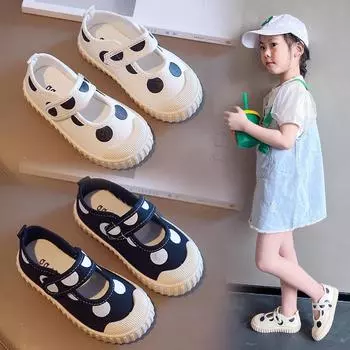 Весенняя новая детская обувь Детская обувь Cookie Shoes Повседневная обувь для девочек Маленькие белые туфли Туфли Mary Sue Canvas 21 чёрный