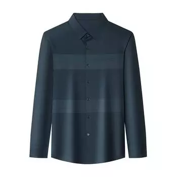 Весенняя новая мужская рубашка Ice Silk Thin Business Printed с длинными рукавами и лацканами, мужская бесшовная рубашка Inch M