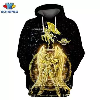 Весна-Осень Saint Seiya Harajuku аниме унисекс одежда с 3D принтом мужские толстовки с капюшоном больших размеров толстовка джемпер пуловер